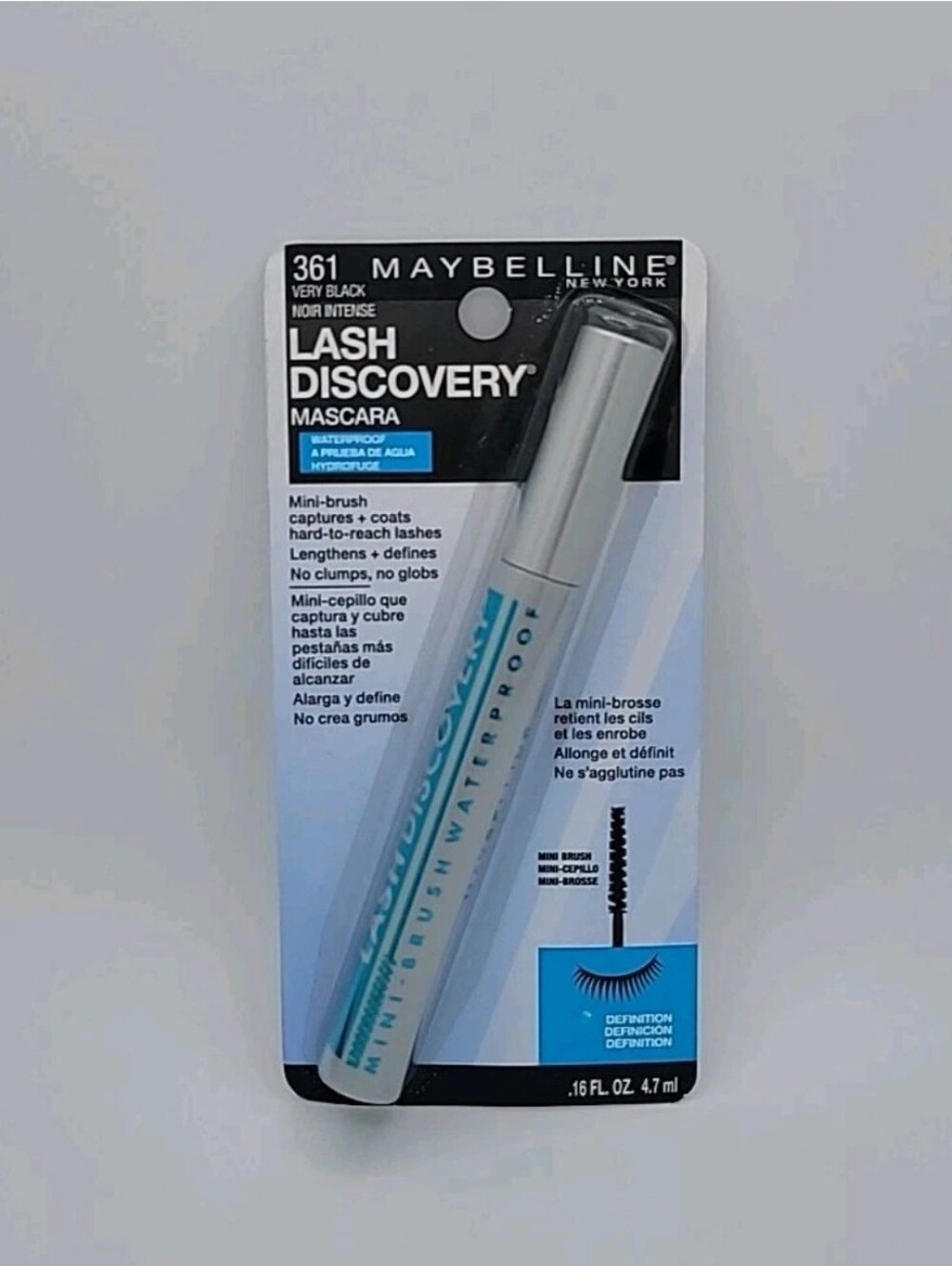 NEW Maybelline Lash Discovery Waterproof Mascara 361 Very Black  0.16 fl oz